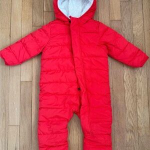 Primary 24M Fluffy Parka Puffer Suit / Snowsuit - Tomato Red